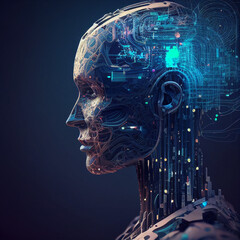 Digital Brain Robot Artificial Intelligence with neural network.Algorithm and innovative. Futuristic Artificial intelligence