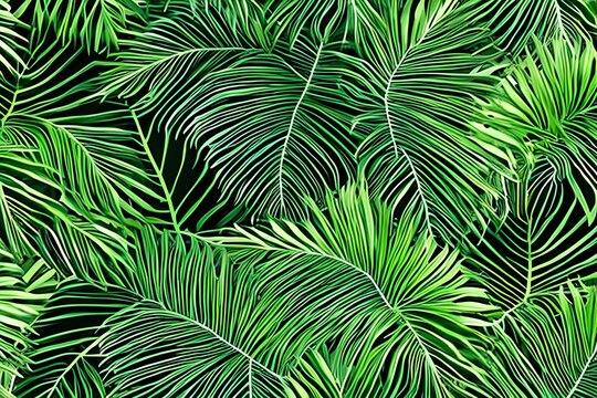 Plant Leaves Background. Floral Tropical Pattern For Wallpaper. . Generative AI
