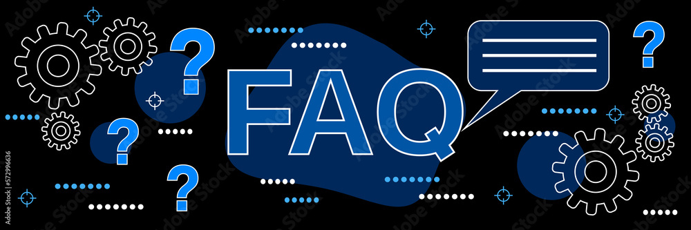 Poster faq, user guide, tutorial dark theme style vector concept illustration