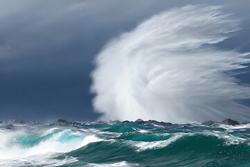 Naklejka premium Super Typhoon Hurricane Over Sea Ocean Natural Disaster . Made With. Generative AI
