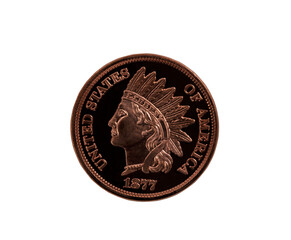 American Indian Head Coin in Pristine Condition on a transparent background  - 572997680
