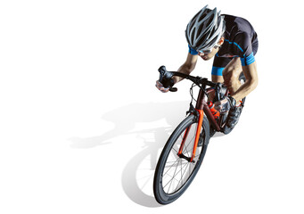 Athlete cyclists in silhouettes on transparent background. Road cyclist. - 572998645
