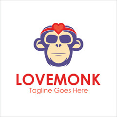 Love Monk Logo Design Template with monk icon and love. Perfect for business, company, mobile, app, etc
