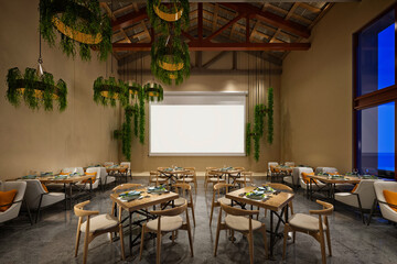 3d render of cafe restaurant