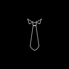 Business tie icon line isolated on black background. 