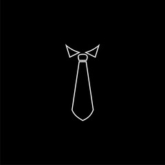 Business tie icon line isolated on black background. 