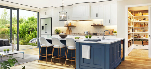 Modern kitchen interior design with pantry - 573001237