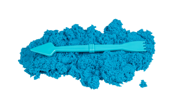 blue sand and a plastic knife for games for children isolated on transparent background png
