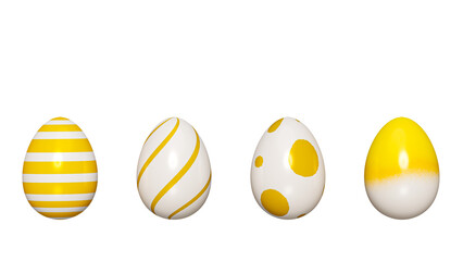3D rendering ,set of four easter eggs 
