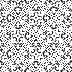  Monochrome ornamental texture with smooth linear shapes, zigzag lines, lace pattern.Abstract geometric black and white pattern for web page, textures, card, poster, fabric, textile.