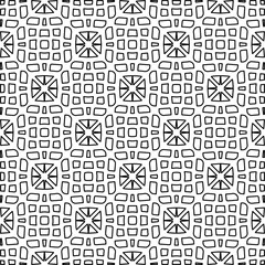  Monochrome ornamental texture with smooth linear shapes, zigzag lines, lace pattern.Abstract geometric black and white pattern for web page, textures, card, poster, fabric, textile.