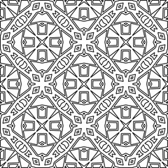  Monochrome ornamental texture with smooth linear shapes, zigzag lines, lace pattern.Abstract geometric black and white pattern for web page, textures, card, poster, fabric, textile.