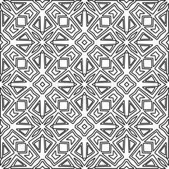  Monochrome ornamental texture with smooth linear shapes, zigzag lines, lace pattern.Abstract geometric black and white pattern for web page, textures, card, poster, fabric, textile.