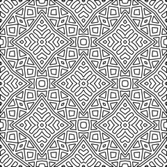  Monochrome ornamental texture with smooth linear shapes, zigzag lines, lace pattern.Abstract geometric black and white pattern for web page, textures, card, poster, fabric, textile.