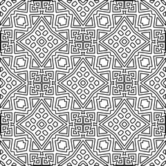  Monochrome ornamental texture with smooth linear shapes, zigzag lines, lace pattern.Abstract geometric black and white pattern for web page, textures, card, poster, fabric, textile.