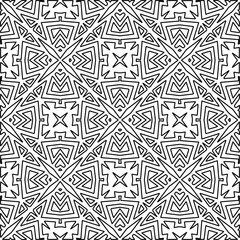  Monochrome ornamental texture with smooth linear shapes, zigzag lines, lace pattern.Abstract geometric black and white pattern for web page, textures, card, poster, fabric, textile.