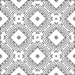 Monochrome ornamental texture with smooth linear shapes, zigzag lines, lace pattern.Abstract geometric black and white pattern for web page, textures, card, poster, fabric, textile.