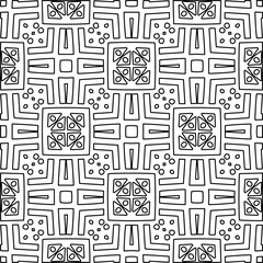  Monochrome ornamental texture with smooth linear shapes, zigzag lines, lace pattern.Abstract geometric black and white pattern for web page, textures, card, poster, fabric, textile.