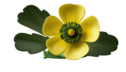 Fototapeta premium Yellow Buttercup Flower illustration, Isolated, Transparent background, PNG, generative ai