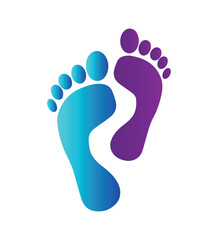 
vector illustration. two feet. logo or icon. clean and healthy legs and feet. podologist. medicine. health. footprints.