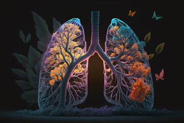 Breathing Easy: An Illustration of Healthy Lungs in vibrant colors. Ai generated.