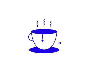 Isolated Concept of a cup of tea in a flat style. Work thin line icon. Office editable stroke icon....