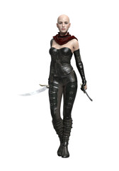 Obraz premium 3d render woman hunter assassin isolated dual blade