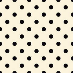 Seamless pattern in retro style. Abstract vintage pattern with black polka dots on a pastel background for textile, wrapping paper, banners, print, packaging and other design. Vector illustration
