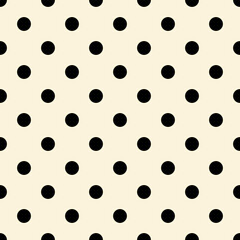 Seamless pattern in retro style. Abstract vintage pattern with black polka dots on a pastel background for textile, wrapping paper, banners, print, packaging and other design. Vector illustration