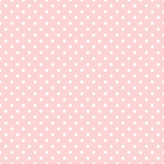 Seamless retro pattern with white small polka dots on a pastel pink background.Flat style vector illustration.