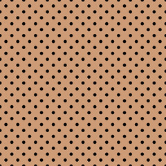 Seamless retro pattern with small white polka dots on a brown background. Flat style vector illustration. Vintage polka dot design for print, pattern, decorative elements. Farmhouse pattern