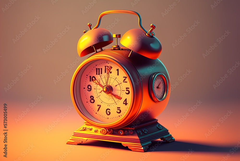 Poster alarm clock on a white backdrop. generative ai