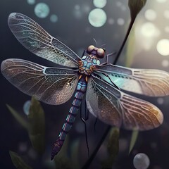 Naklejka na ściany i meble flying dragonfly drawing Generative AI