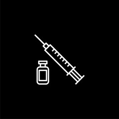 Vaccine Injection Pictogram. Medical Inject  isolated on black background. 