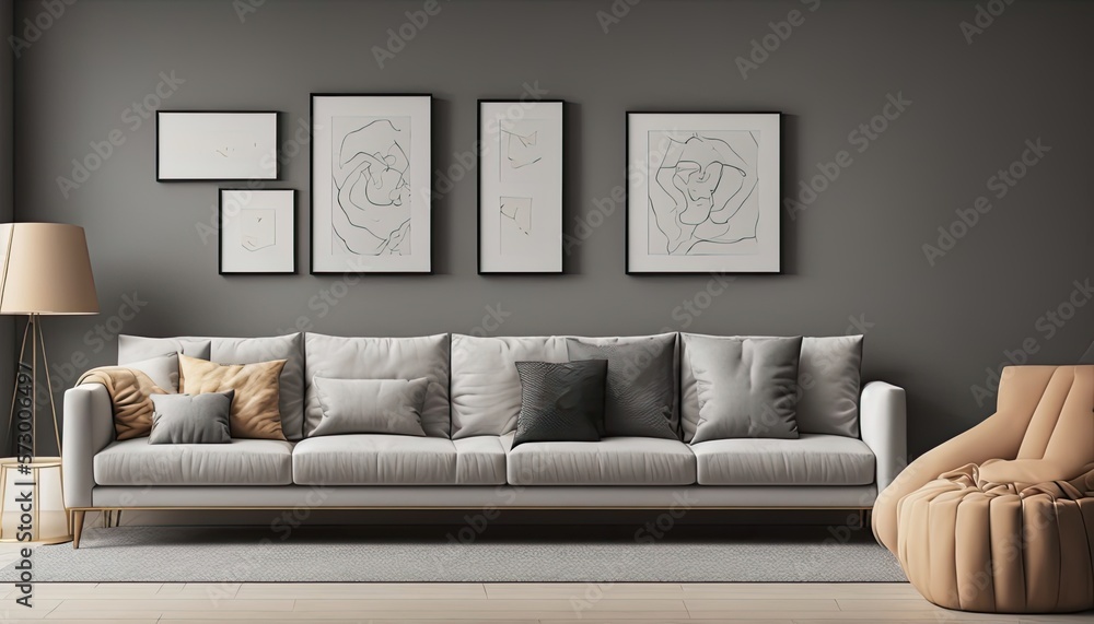 Wall mural living room with sofa