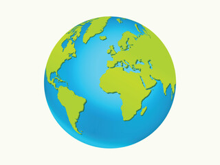 Realistic 3d Earth vector illustration on white background. Earth Day or Save Environment Concept. Save Green concept.