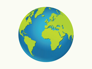Realistic 3d Earth vector illustration on white background. Earth Day or Save Environment Concept. Save Green concept.
