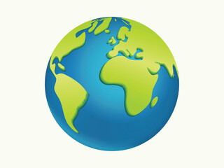 Cartoon Style 3d Earth vector illustration on white background. Earth Day or Save Environment Concept. Save Green concept.