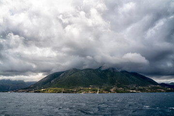 beautiful clouds in the sea, yachting