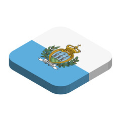 San Marino flag - 3D isometric square flag with rounded corners.