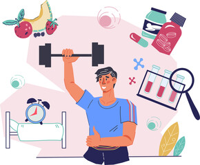 Biohacking and healthy lifestyle concept, extended health surveillance and longevity programd. Biohacking for life extension.