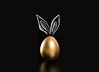 Happy Easter, Rabbits's ears, gold eggs.	
