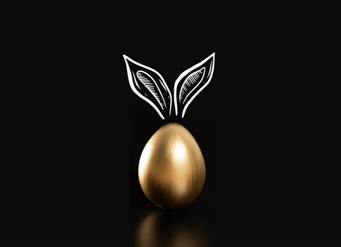 Happy Easter, Rabbits's ears, gold eggs.