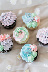 cupcakes with icing and sprinkles