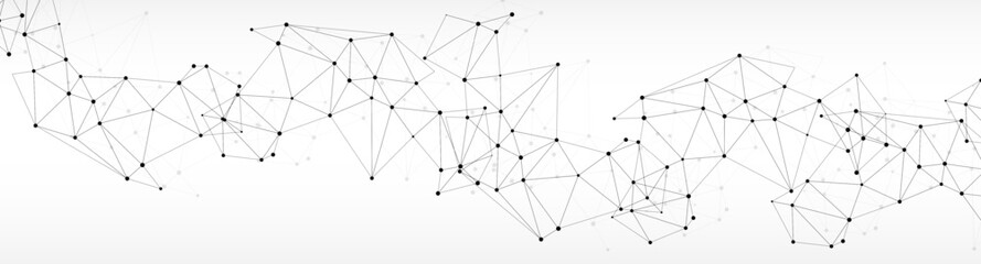 Abstract plexus big data background with dots connecting network of nodes.