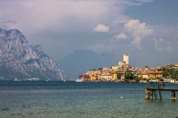 Fototapeta na wymiar Summer sunny day in Malcesine on Lake Garda