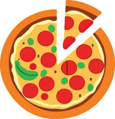 Delicious Pepperoni Pizza on White Background - Vector Illustration