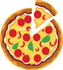 Delicious Pepperoni Pizza on White Background - Vector Illustration