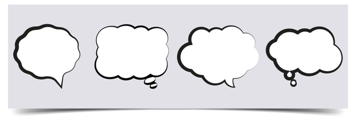 Cloud speech bubbles collection. Speech bubble, speech balloon, chat bubble pop art style. Talk and think vector