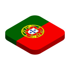 Obraz premium Portugal flag - 3D isometric square flag with rounded corners.